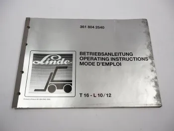 Linde T16 L10 L12 Elektro Hubwagen Betriebsanleitung Wartung 1980er Jahre