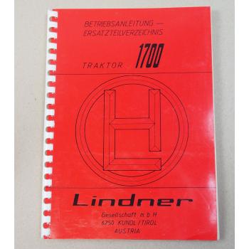 Lindner 1700 A N Traktor Bedienungsanleitung und Ersatzteilliste 1985