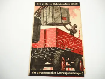 Lindner LKW Anhänger Prospekt 1930er Halle Saale Ammendorf