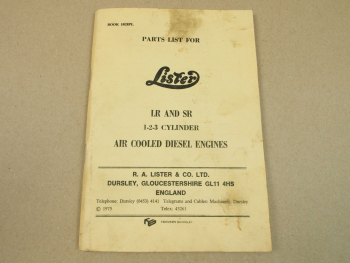 Lister LR and SR 1 2 3 Cylinder air cooled diesel engine Parts List 1975 Ersatzt