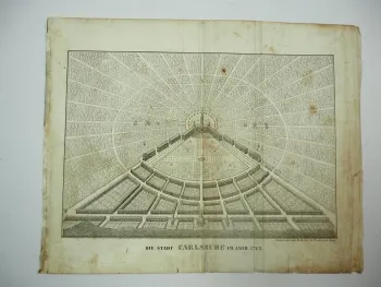 Lithographie Die Stadt Carlsruhe im Jahr 1722 Karlsruhe B. Herder Freiburg