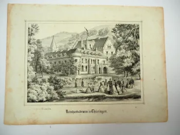 Lithographie Reinhardsbrunn in Thüringen ca. 1860 Oeser Neusalza