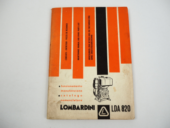 Lombardini LDA 820 Betriebsanleitung Ersatzteilliste Manual and Spare Parts List