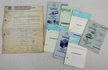 Lucas Service-Karten + Wartungs- Prüfanleitungen + Testvorschrift ca. 1960er