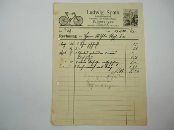 Ludwig Spath Schmiede Fahrrad Nähmaschinen Schonungen Schweinfurt Rechnung 1925