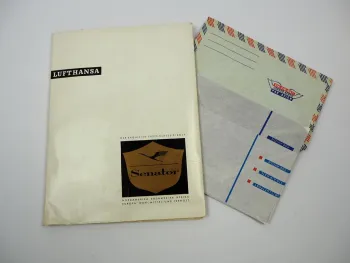 Lufthansa Senator Mappe Briefpapier Briefumschläge 1960er Jahre 1. Klasse Dienst