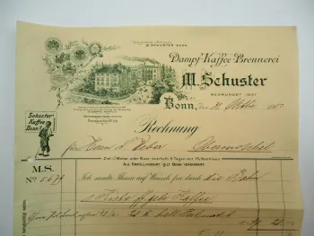 M. Schuster Dampf Kaffee Brennerei Bonn Rechnung 1903 Nr. 5679