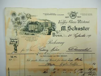 M. Schuster Kaffee Gross Rösterei Bonn Rechnung 24. Sept. 1907