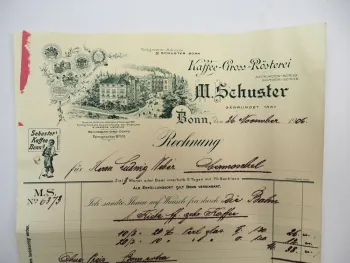 M. Schuster Kaffee Gross Rösterei Bonn Rechnung 26. Nov. 1906