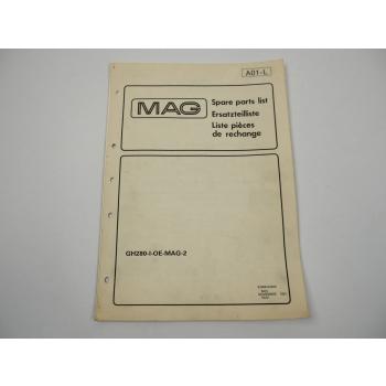 MAG GH280 I OE MAG2 Motor Engine Ersatzteilliste Spare Parts List 1991