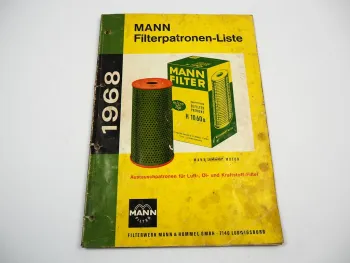 Mann Filterpatronen Liste für PKW LKW Traktor Ersatzteilkatalog 1968