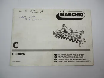 Maschio C 180 - 300 Cobra Hackfräse Betriebsanleitung Ersatzteilliste 1990er Jahre