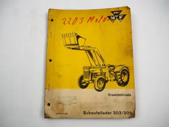 Massey Ferguson 203 205 Schaufellader Original Ersatzteilliste 1965