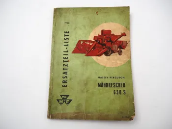 Massey Ferguson 630S Mähdrescher + 656 Strohpresse Ersatzteilliste 1960