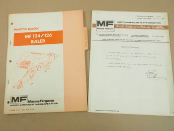 Massey Ferguson MF 124 126 Baler Parts Book List 1975 + parts book amendment