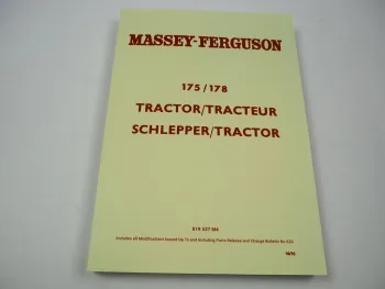 Massey Ferguson MF 175 178 Traktor Ersatzteilliste Parts List 1970/78