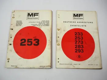 Massey Ferguson MF 253 Traktor Ersatzteilliste + Zusatzliste Ausrüstung 1984/85