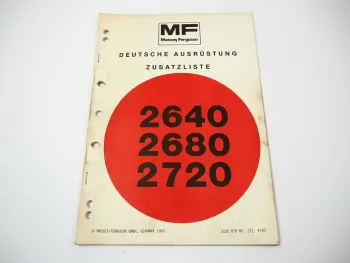 Massey Ferguson MF 2640 2680 2720 Ersatzteilliste Deutsche Ausrüstung Zusatz 83