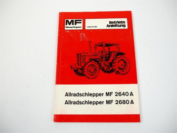 Massey Ferguson MF 2640A 2680A Allradschlepper Betriebsanleitung 1980