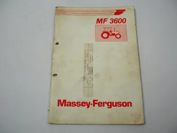 Massey Ferguson MF 3610 3630 3650 Schlepper Betriebsanleitung 1987