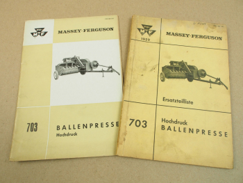 Massey Ferguson MF 703 BallenPresse Bedienungsanleitung Ersatzteilliste 1959