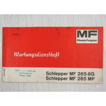 Massey Ferguson MF265-8G MF265MP Wartungsdienstheft Wartungsheft Scheckheft 1977