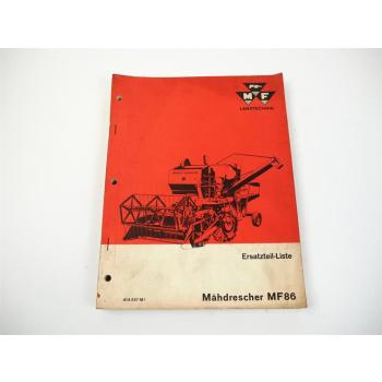 Massey Ferguson MF86 Mähdrescher Ersatzteilliste Parts List 1966
