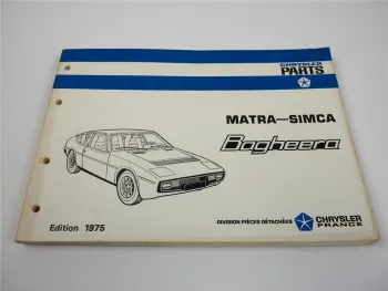 Matra Simca Bagheera Ersatzteilkatalog Spare parts Catalog 1975