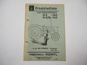 Mc Cormick 523 624 Mörtl Seitenmähwerk IH5 5/16 Y4D Ersatzteilliste 1971