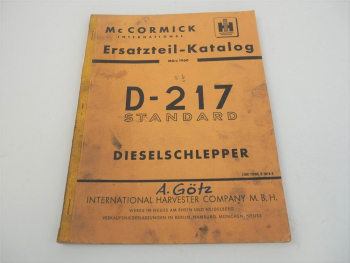 Mc Cormick D-217 Standard Schlepper Ersatzteilkatalog Ersatzteilliste