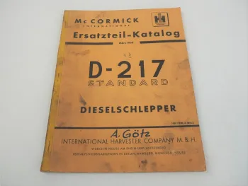 Mc Cormick D-217 Standard Schlepper Ersatzteilkatalog Ersatzteilliste