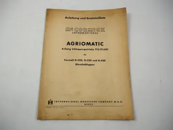 Mc Cormick D-320 D-324 D-430 Farmall Agriomatic Getriebe Betriebsanleitung ETL