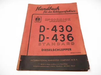 Mc Cormick D-430 D-436 Standard Schlepper Betriebsanleitung Bedienung 1961