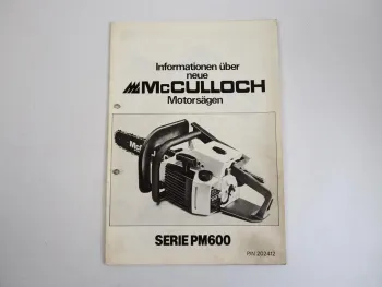 McCulloch PM 610 650 Motorsäge Bedienungsanleitung Ersatzteilliste