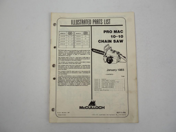 McCulloch ProMac 10-10 Chain Saw Motorsäge Ersatzteilliste PartsList 1983