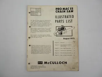 McCulloch ProMac 55 Chain Saw Motorsäge Ersatzteilliste PartsList 1973