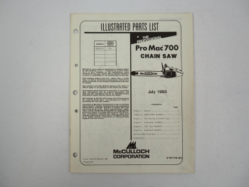 McCulloch ProMac 700 Chain Saw Motorsäge Ersatzteilliste PartsList 1983