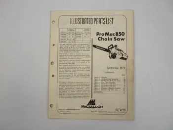 McCulloch ProMac850 Chain Saw Motorsäge Ersatzteilliste Parts List 1979