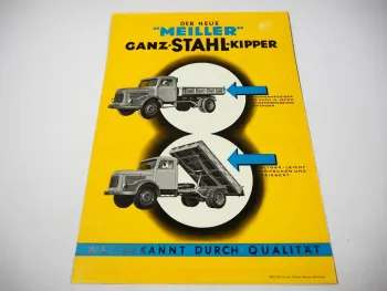 Meiller LKW Kipper Prospekt 1956 Hanomag Henschel Krupp Magirus Mercedes Faun