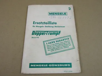 Mengele Doppeltrumpf Bauart N Stalldung Heckstreuer Ersatzteilliste 1968