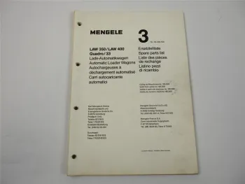 Mengele LAW 350 400 Quadro 33 Lade-Automatikwagen Ersatzteilliste Parts List