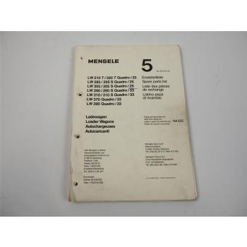Mengele LW 210T 320T 285 305 290 310 370 390 Quadro Ersatzteilliste ca. 1987