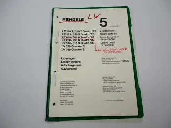 Mengele LW 210T 320T 285 305 290 310 370 390 Quadro Ersatzteilliste ca. 1987