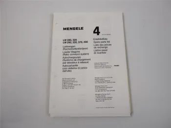 Mengele LW 280 290 320 330 370 490 Ladewagen Ersatzteilliste ca. 1983