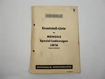 Mengele LW16 Spezial Ladewagen Ersatzteilliste Ersatzteilkatalog 1968