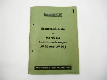 Mengele LW20 LW20S Spezial Ladewagen Ersatzteilkatalog Ersatzteilliste 1967