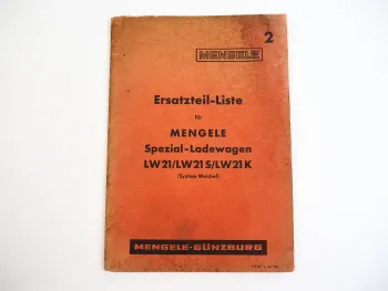 Mengele LW21 S K Ladewagen System Weichel Ersatzteilliste 1967