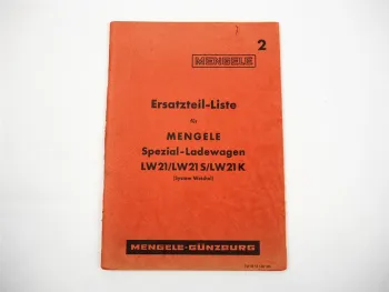 Mengele LW21 S K Spezial Ladewagen System Weichel Ersatzteilliste 1967
