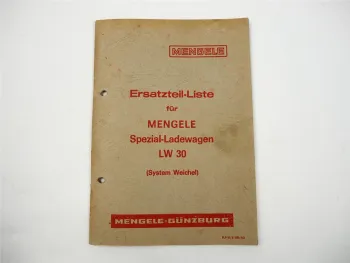 Mengele LW30 Ladewagen System Weichel Ersatzteilliste Ersatzteilkatalog 1965