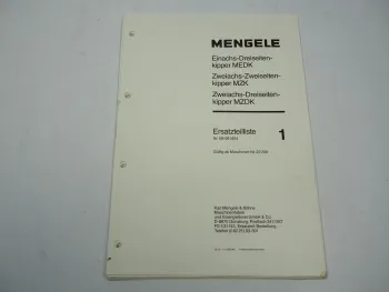 Mengele MEDK MZK MZDK Kipper Ersatzteilliste 1980